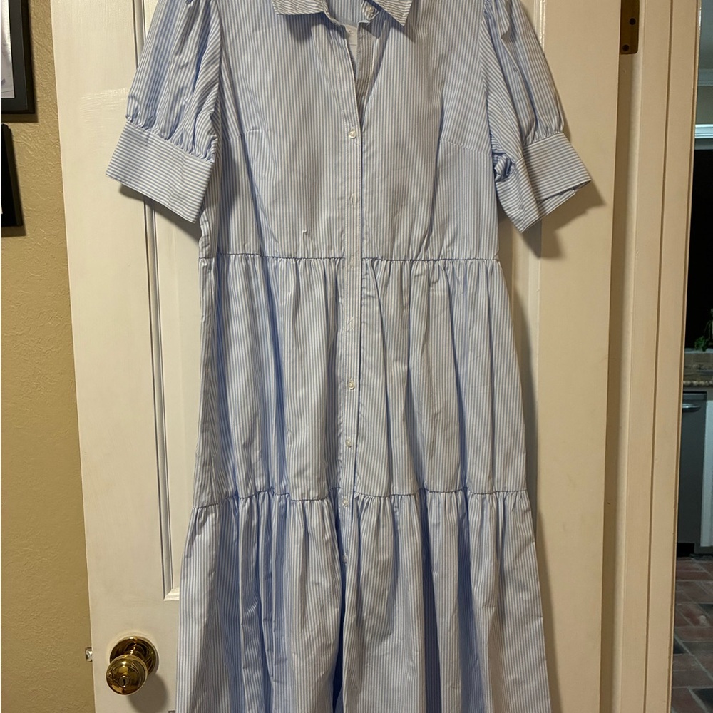 Crown & Ivy Blue Striped Long Sleeve Dress